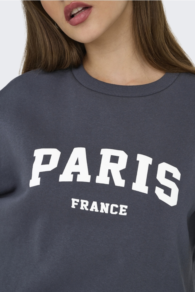 ONLSWEAT LIFE L/S CREW O.SIZE STATE 15254183 INDIA INK/PARIS FRANCE